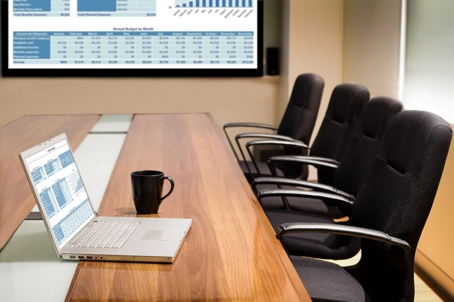 A conference room featuring commercial AV.