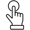 Hand pressing a button icon