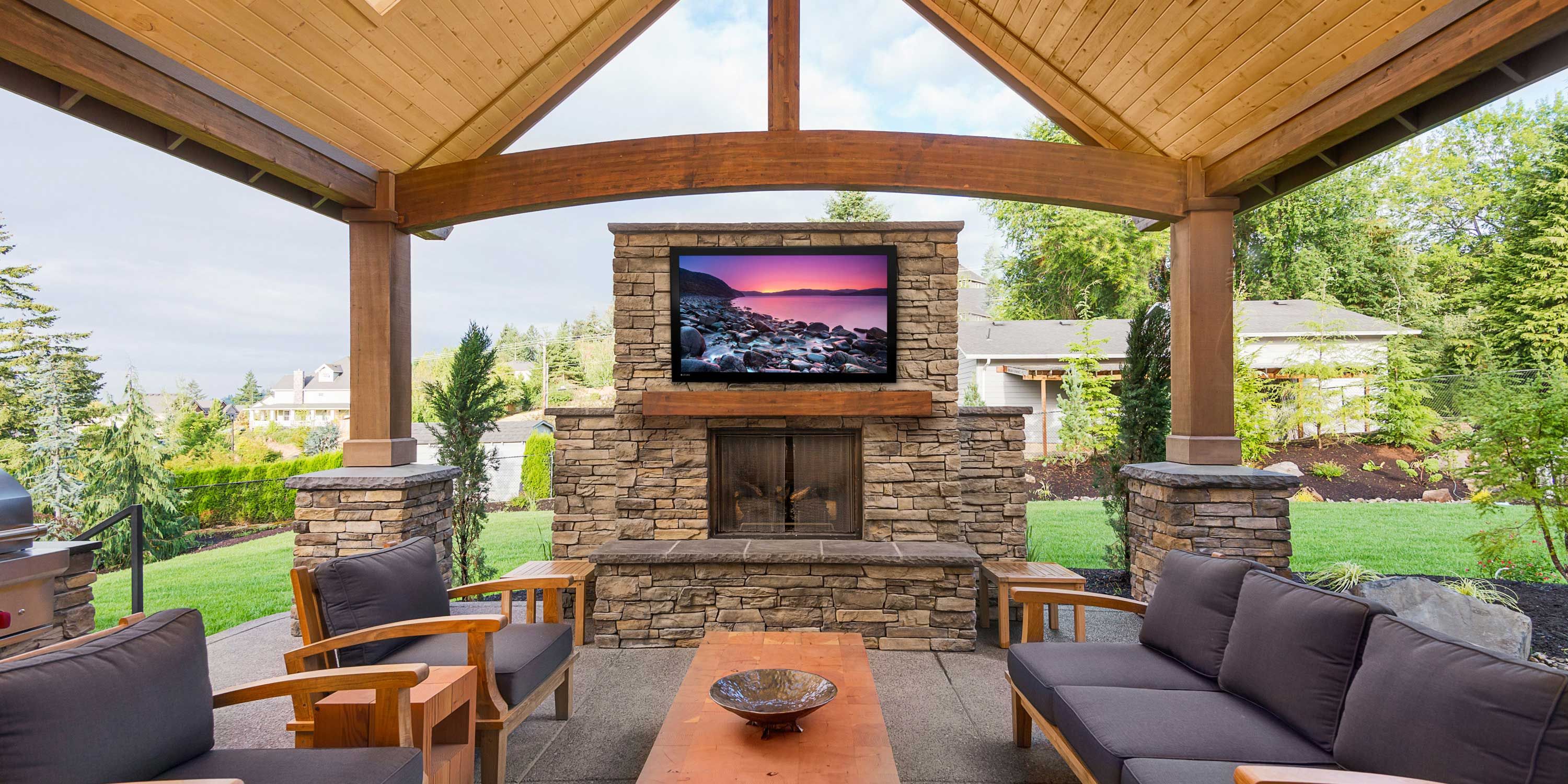 Patio with outdoor tv