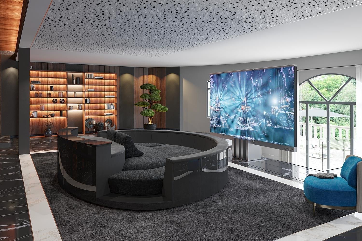 big screen in a modern living room